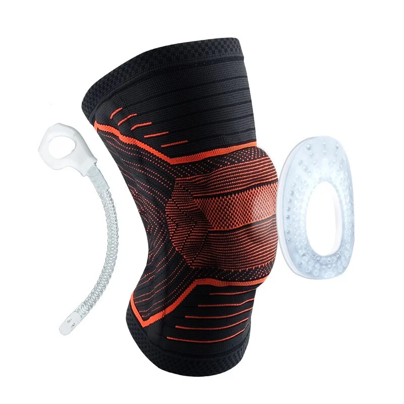 Uveng Knee Brace Silicone Spring Full Strap Patella Medial Support Strong Meniscus Compression Protection Sport Pads Running Basket