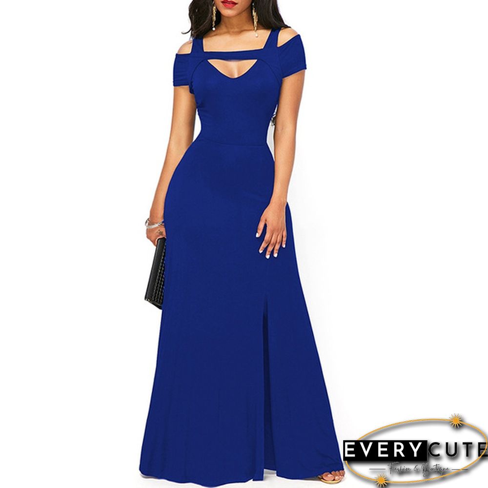 Womens Cold Shoulder V Neck Bodycon Prom Evening Club Maxi Long Dresses(3 Colors,S - 5XL)