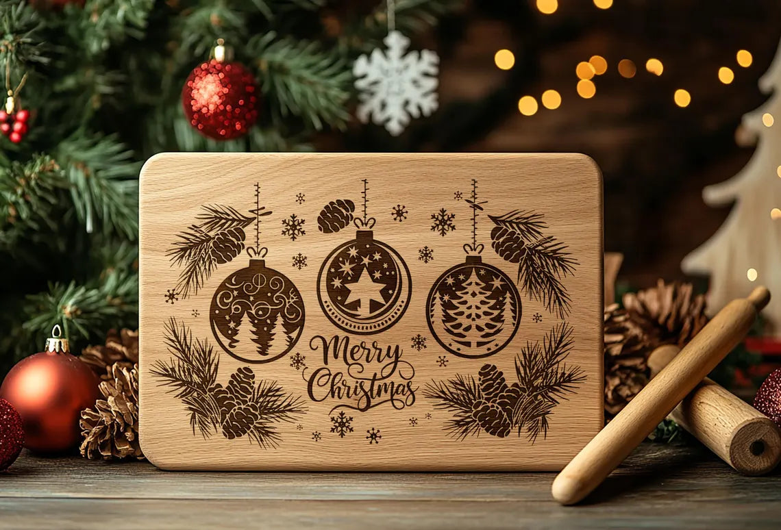 Christmas Digital Laser Engraved Files SVG Charcuterie board, Cutting Chopping Board, T-shirt, Vector, Kitchen Decor, Gift