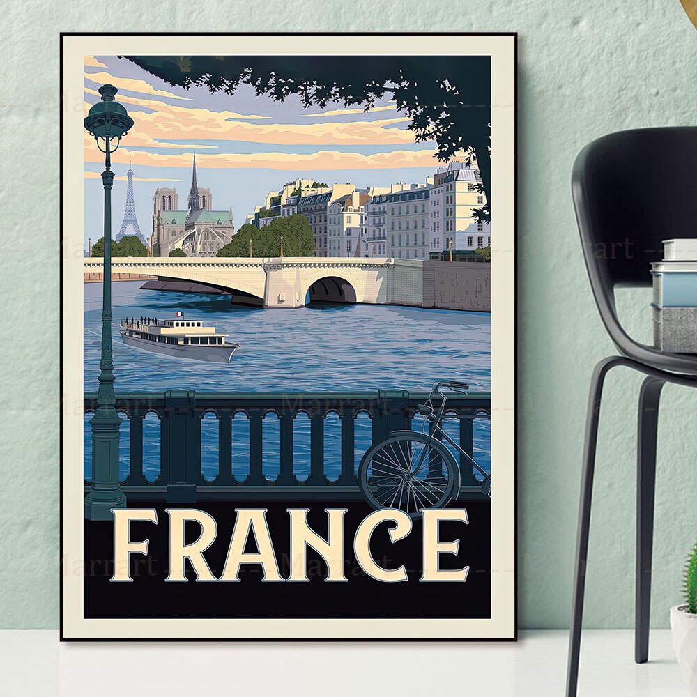 Normandy,Loire Valley,Seine And Paris Arc De Triomphe France Travel Poster Print Countries Of The World Travel Art Poster Print