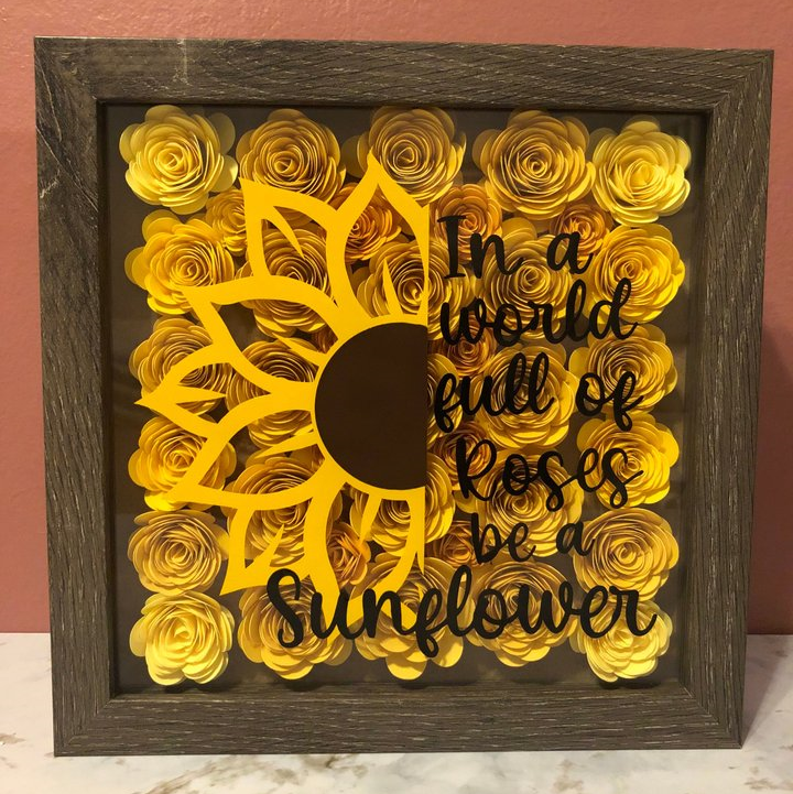 Vangogifts 'In A World Full of Roses Be A Sunflower' Shadow Box Wall Decor