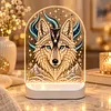 DIY Diamond Art LED Night Light &ndash; Light-Up Table Decor, Double-Sided Printed DIY Crystal Pearl Painting Decoration for Holiday & Gifts(Wolf)
