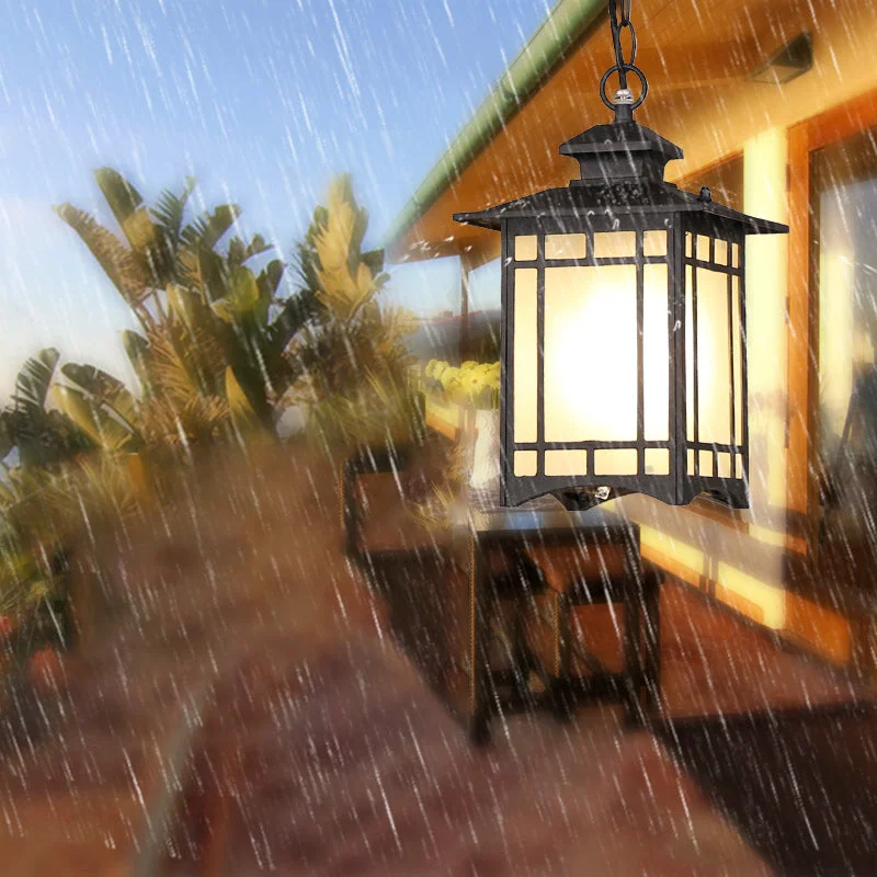 Japanese-Style Pavilion Outdoor Waterproof Garden Pendant Light