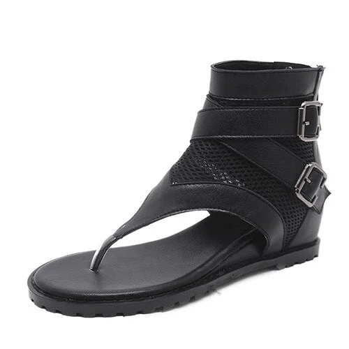 Gdgydh Promotion 2021 Summer Sandals Women Zipper Design Cover Heel Lady Party Shoes Leather Open Toe Woman Sandals Flip Flops
