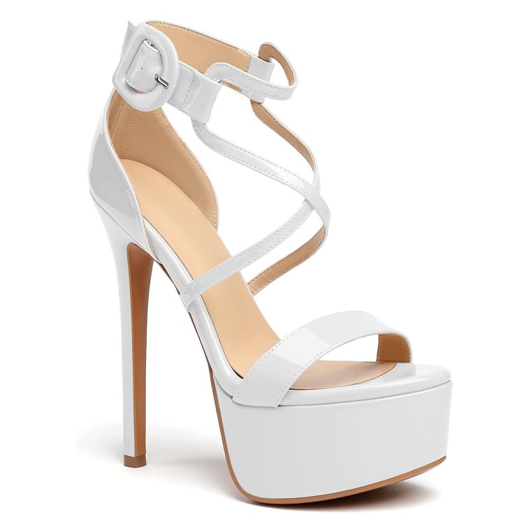 150mm Women's Platform Stiletto Open Toe Ankle Strap Crisscross Sandals