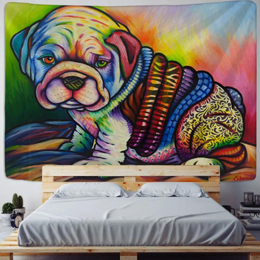 lion tapestry printed oil painting art tapestry psychedelic animal Cartoonwall hanging beach towelHanging Kids Room Decor
