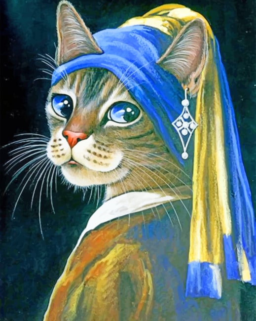 

Cat With Pearl Earring – Paint By Numbers - 40*50CM, 501 Original