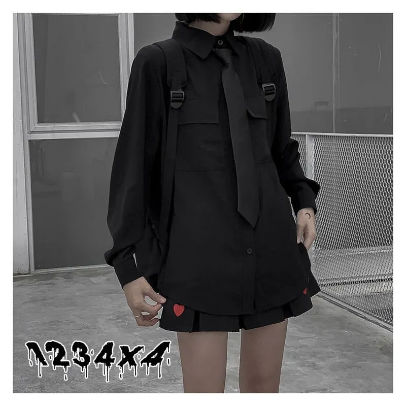 NiceMix vintage style gothic blouse women shirt Harajuku Turn-down Collar plus size tops 2020 top korean fashion clothing shirts