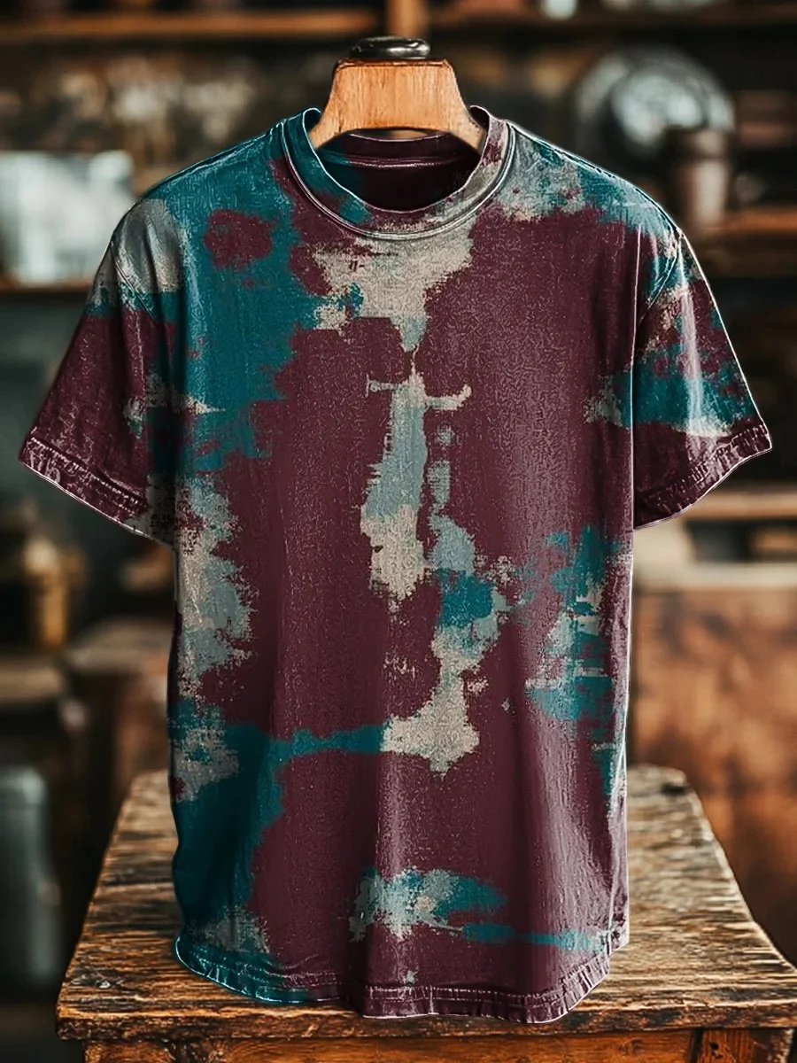 Eagerlys Unisex Retro Abstract Color Camouflage Art Print T-shirt Eagerlys