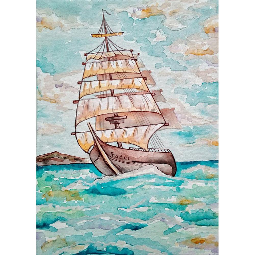 

30x40cm Round Drill Diamond Painting-Sailboat, 501 Original