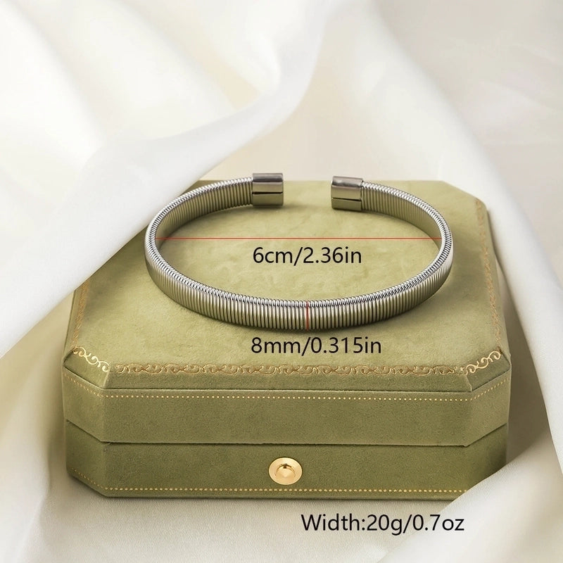 Casual Minimalist Solid Color Titanium Steel Bangle In Bulk