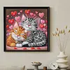 Zwei Katzen, speziell geformte 5D-DIY-Teilbohrer, Diamant-Malkits f&uuml;r Erwachsene, Anf&auml;nger, Wohnheimdekoration, Diamanten-Punkte, Edelstein-Kunstkits 