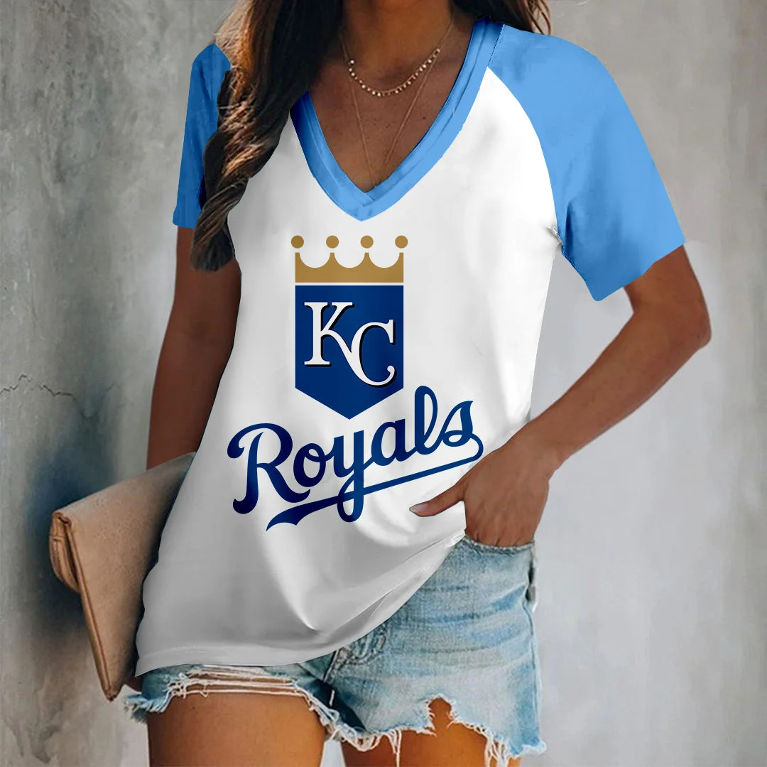 Women's Printed Short Casual V-Neck T-Shirt