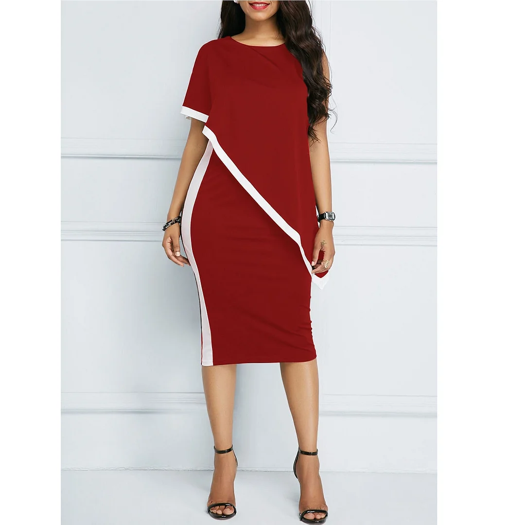 Women's Bodycon Dress Round Neck Irregular Sleeves Plus Size Party Dress