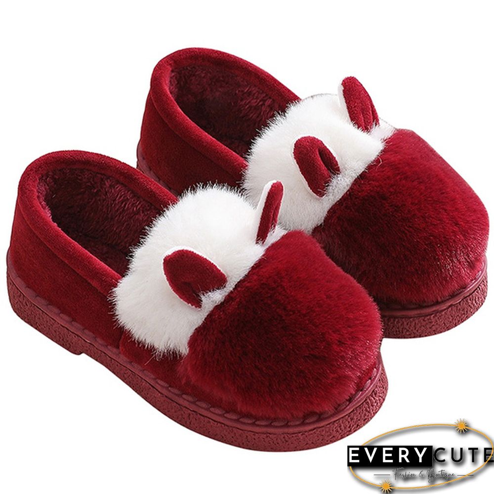 Fashion Autumn Winter Cotton Slippers Rabbit Ear Home Indoor Slippers Winter Warm Shoes Womens Cute Plush Slippers Office Shoes