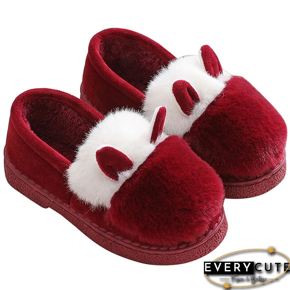 Fashion Autumn Winter Cotton Slippers Rabbit Ear Home Indoor Slippers Winter Warm Shoes Womens Cute Plush Slippers Office Shoes