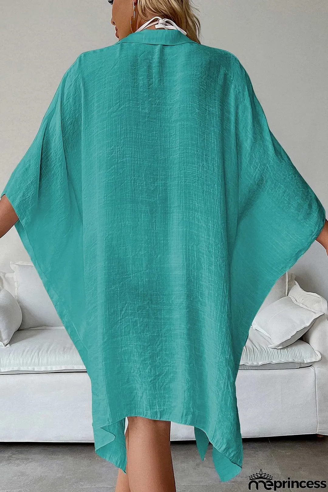 Solid Color Button Down Cover-up Shirt Dress