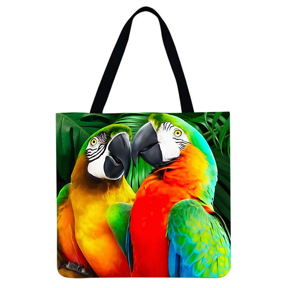 Linen Tote Bag-Parrot
