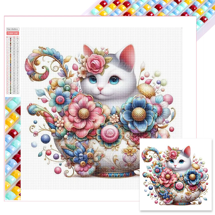 White Cat 30*30CM (Canvas) Full Square Drill Diamond Painting gbfke