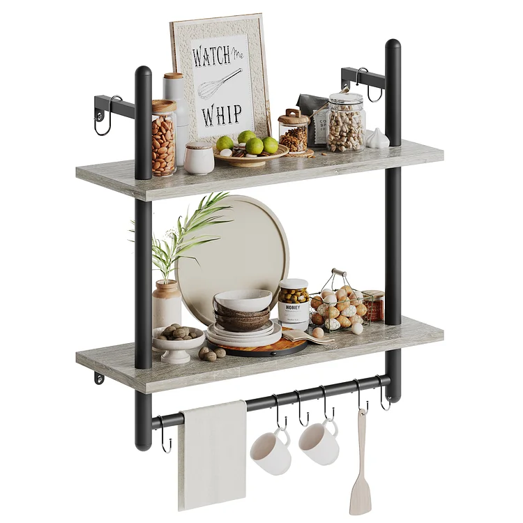 Bestier 24" & 31" Kitchen Wall Shelves 2 & 3-Tier Floating Shelves for Bathroom, Bedroom, Living Room