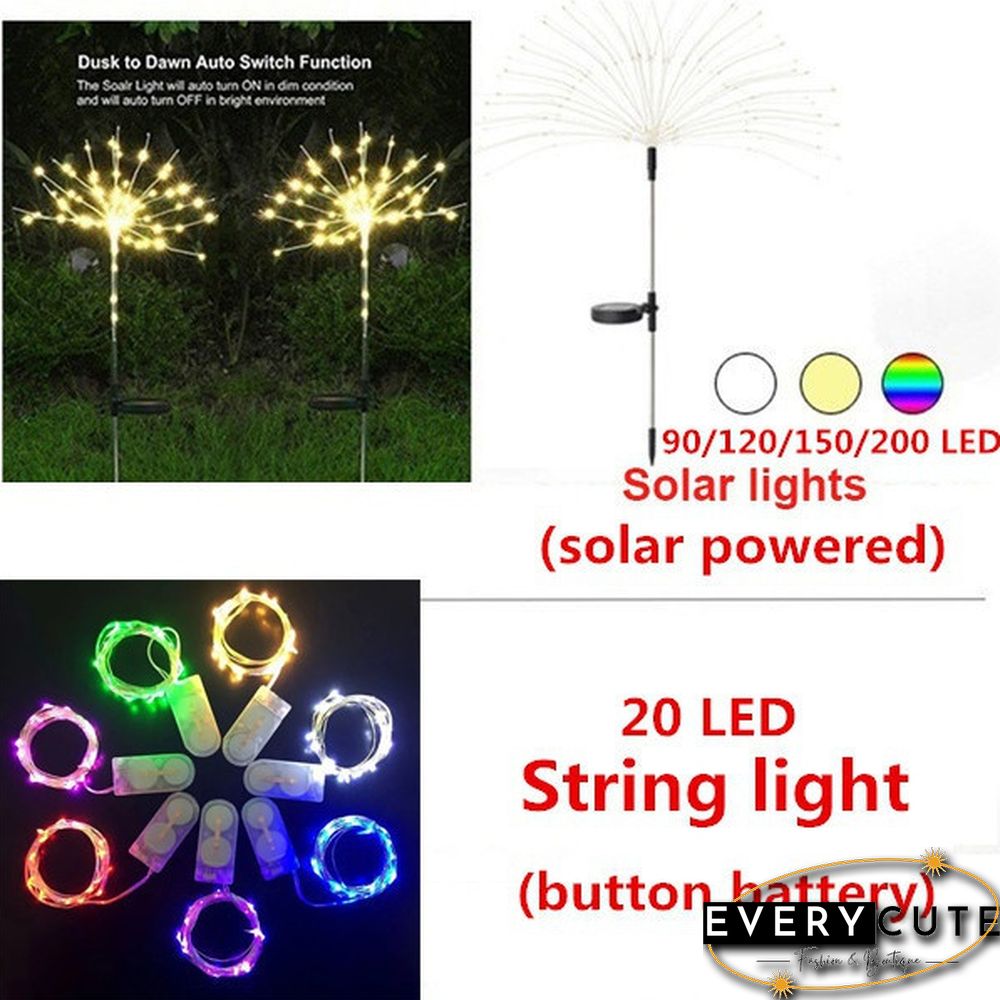 Newest Upgrade Solar Garden Decorative Lights Outdoor Solar Powered 40Copper Wires String Landscape Light Diy Flowers Fireworks Trees for Walkway Patio Lawn Backyard,christmas Party Decor