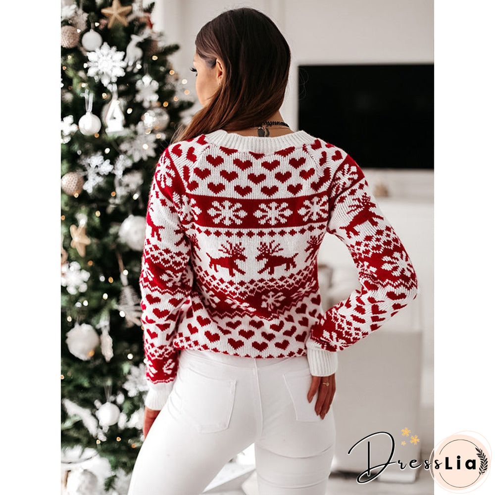 Casual Xmas Knitted Round Neck Sweater