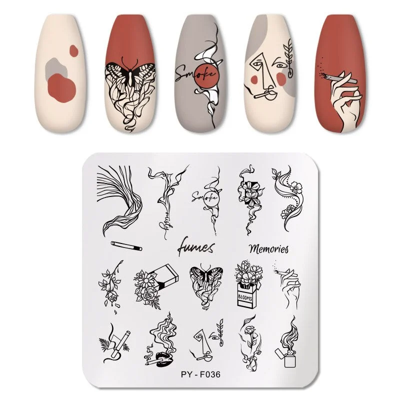 PICT YOU Flower Nail Stamping Plates Line Pictures Nail Art Plate Stamp Template Marble Leaves Image Printing Plates Nail Tools-Nail Inspo