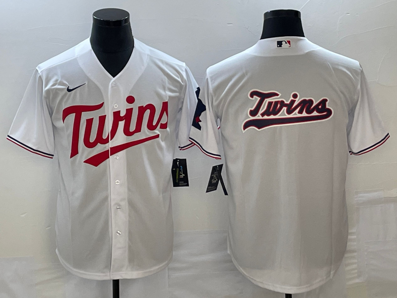 Men's Minnesota Twins White Home Replica Team Logo Jersey mysite