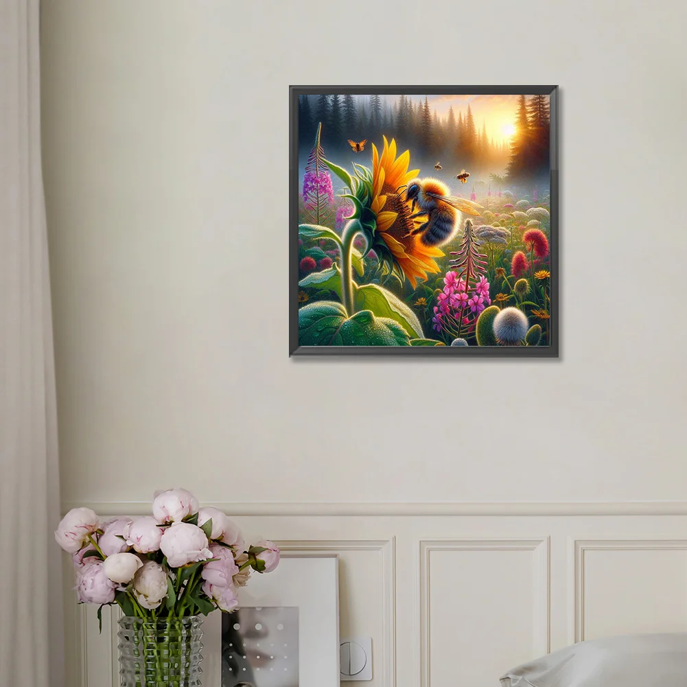 Diamond Painting - Full Round Drill - Flower Bee(Canvas|30*30cm)