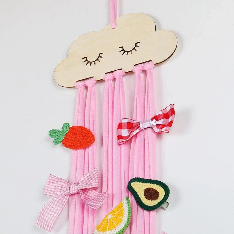 INS Nordic Wooden Cloud Baby Hair Clips Holder Princess Girls Hairpin Hairband Storage Pendant Jewelry Organizer Wall Ornaments