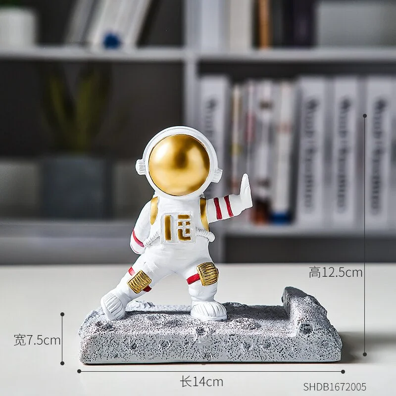 Resin Astronaut Model Home Decor Mobile Phone Holder Space Man Figures Desk Decoration Accessories Office Decor Birthday Gifts