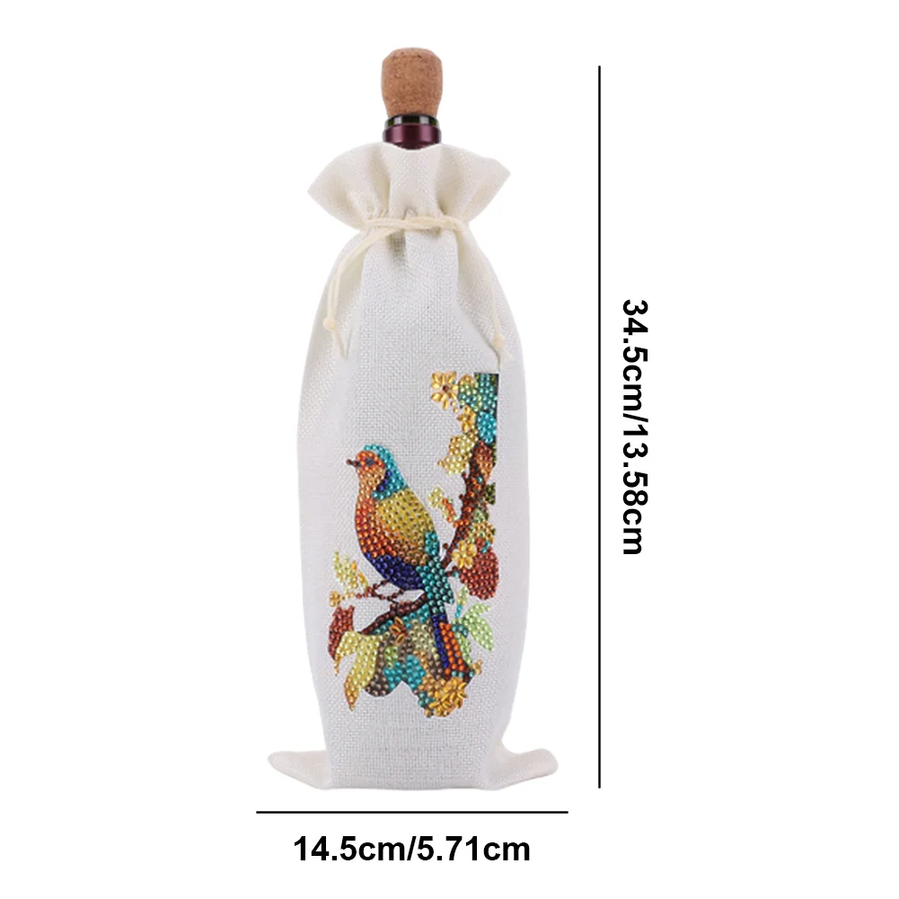 4pcs DIY Diamond Painting Wine Bag Rhinestones Liquor Bottle Cover (Butterfly)