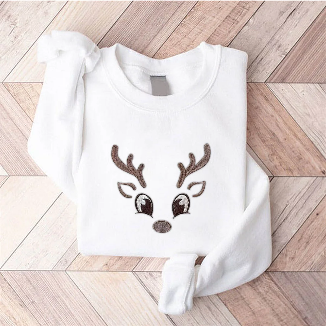 Eagerlys Reindeer Embroidered Sweatshirt Eagerlys
