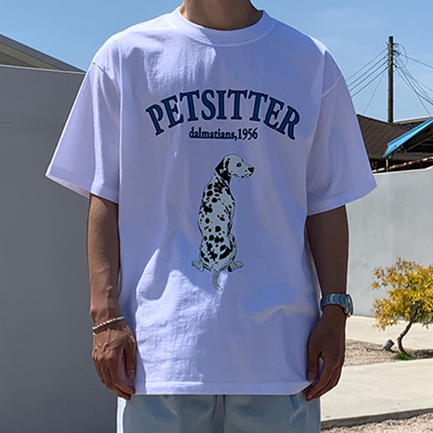 Men's Vintage 'Dalmatians' Print T-Shirt / [blueesa] /