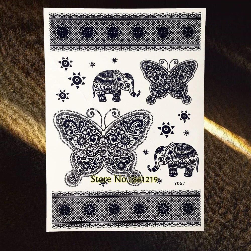 25 Styles Popular Black Temporary Tattoo Fake Dandelion Fairy Tatoo Women Lady Body Art Decals Waterproof Henna Tattoo Stickers