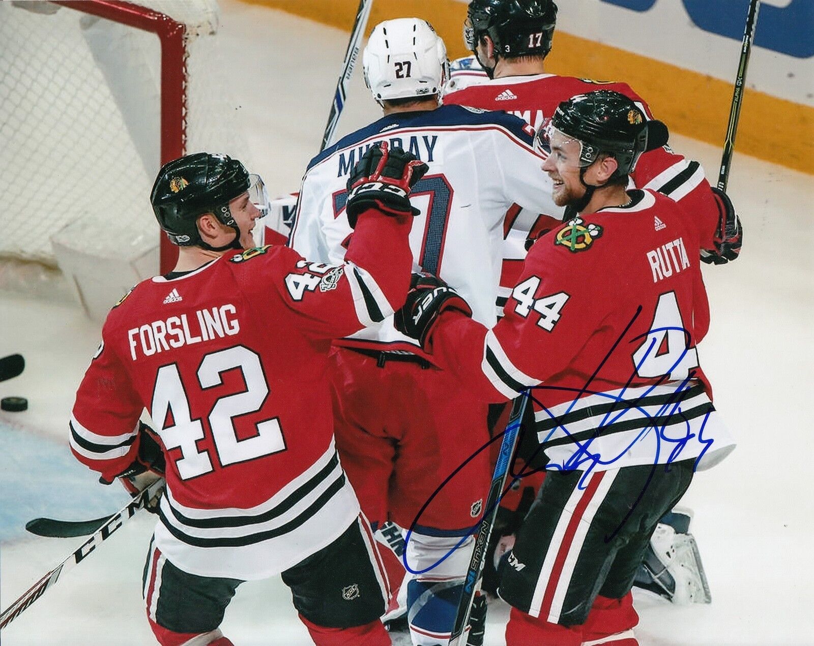 JAN RUTTA signed (CHICAGO BLACKHAWKS) autograph HOCKEY 8X10 Photo Poster painting W/COA #2