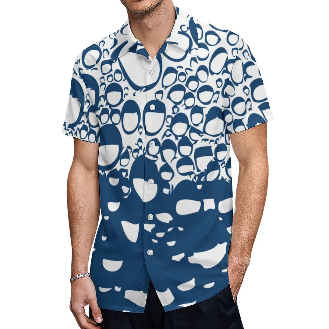 Short Sleeve Cool Blue White Water Art Work Hawaiian Shirt Mens Button Down Plus Size Tropical Hawaii Beach Shirts