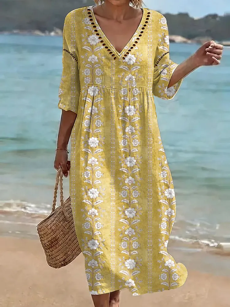 [Spot Big Sale] Women's Floral Print Casual Dress