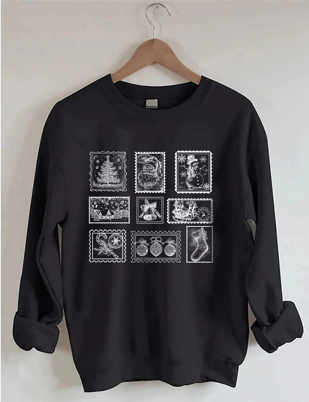 Retro Christmas Postage Stamp Sweatshirt
