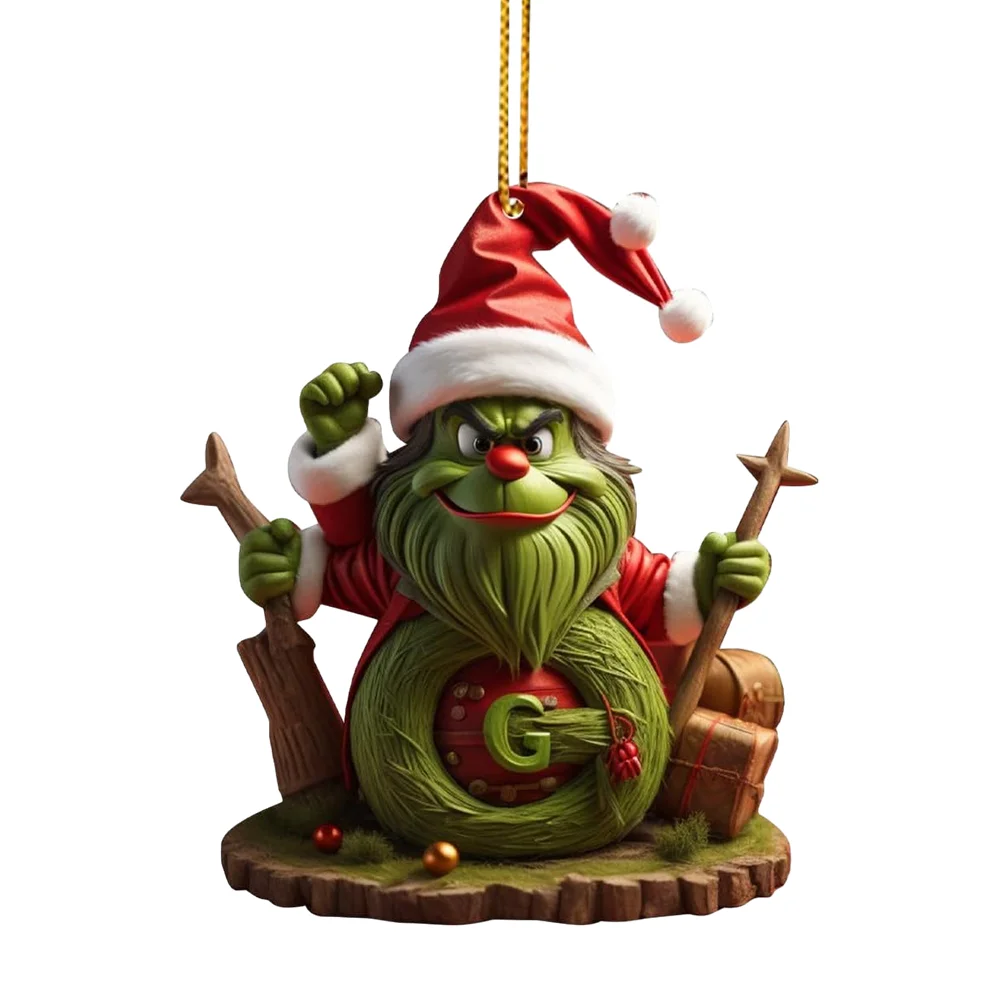 Christmas Acrylic Grinch Xmas Tree Hanging Ornament Hanging Green Monster Decor