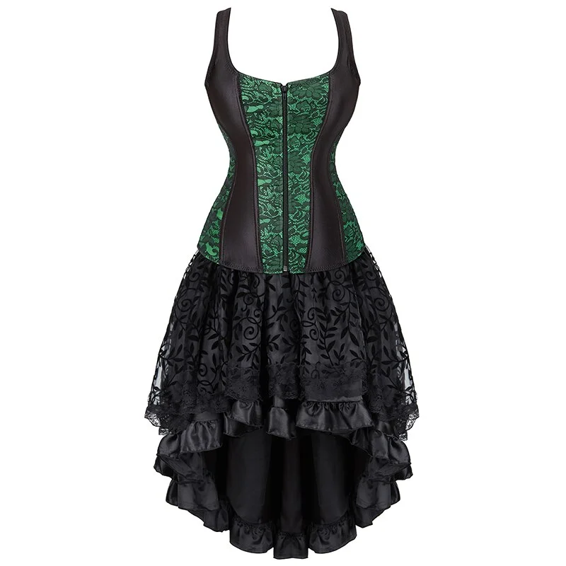 Billionm Corset Dress Steampunk Plus Size Straps Corset Floral Ruffle Skirt for Women Sexy Corset Dresses Pink Blue Red Black