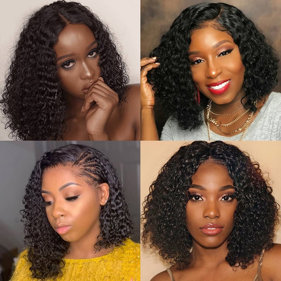 Zaesvini Hair®|Black Deep Curly Bob Prepluck Glueless Fashion Wigs-35 Zaesvini