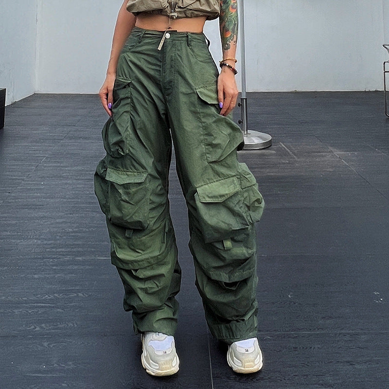 Aiertu outfits Spring Three-Dimensional Pocket Hot Girl Style Distressed Jeans Wide Leg Trousers aiertu