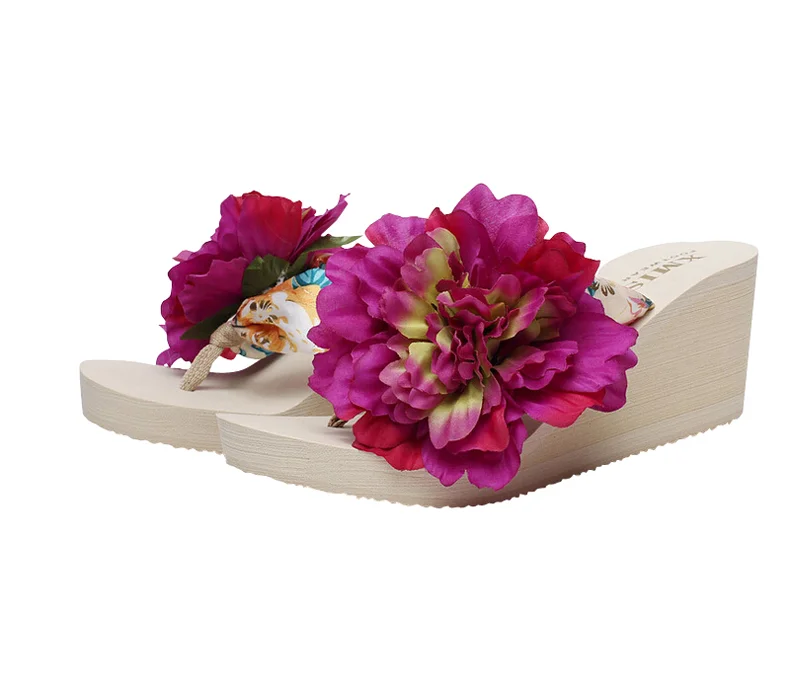 Sweet Flowers Beach Wedge Sandals Novameme
