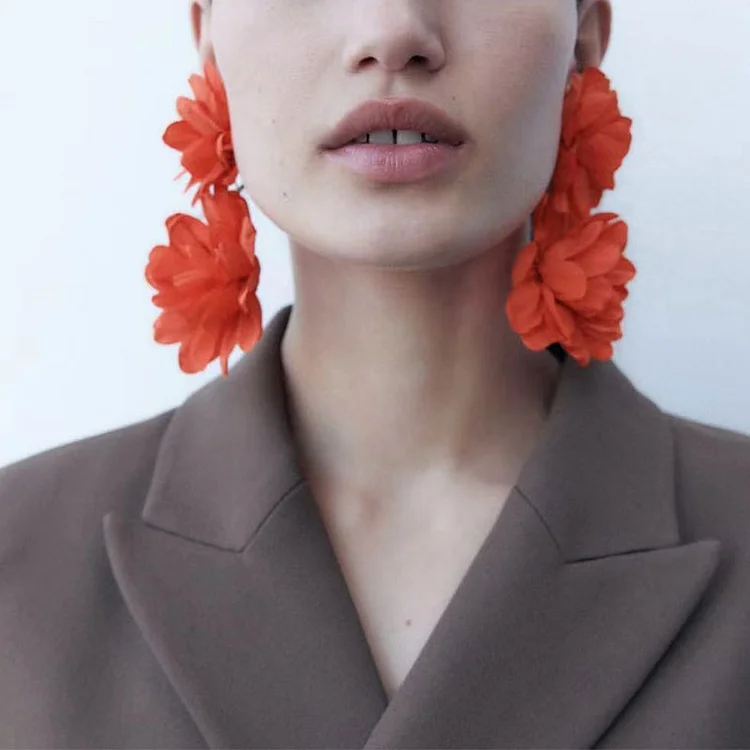 Solid Color 3D Flower Feminine Earrings