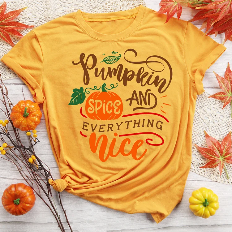 Pumpkin  Spice And Everything Nice  T-Shirt Tee -08566