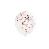 10 Pack | 12" Clear/Rose Gold Confetti Filled Latex Helium Balloons
