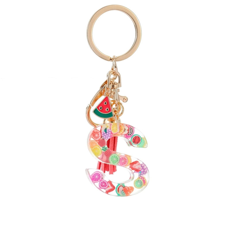 Cute Letter Tassel Watermelon Resin Unisex Keychain
