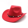 Unisex Fall Vintage Western Cowboy Woolen Sun Protection Wide Brim Hat by Inlyline