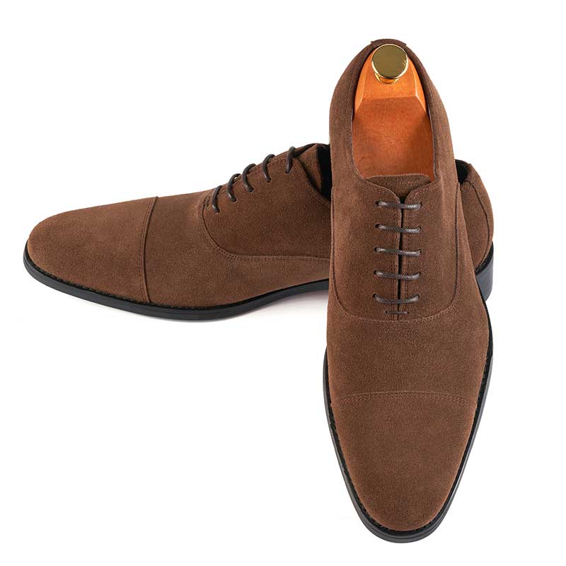 Grimentin Luxury Suede Leather Dress Shoes For Men Brown Wedding